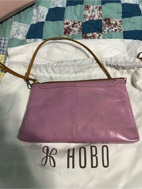 HOBO Pink Leather Hobo with Tan Shoulder Strap